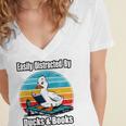Ducks Books Lover Easily Distracted By Ducks & Books Women's Jersey Short Sleeve Deep V-Neck Tshirt