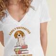 Easily Distracted By Beagles And Books Beagle Dog Women's Jersey Short Sleeve Deep V-Neck Tshirt Easily Distracted By Beagles And Books Beagle Dog Women's Jersey Short Sleeve Deep V-Neck Tshirt