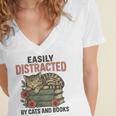 Easily Distracted By Cats And Books Vintage Women's Jersey Short Sleeve Deep V-Neck Tshirt Easily Distracted By Cats And Books Vintage Women's Jersey Short Sleeve Deep V-Neck Tshirt