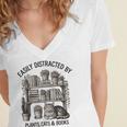 Easily Distracted By Plants Cats & Books Planting Gardening Women's Jersey Short Sleeve Deep V-Neck Tshirt Easily Distracted By Plants Cats & Books Planting Gardening Women's Jersey Short Sleeve Deep V-Neck Tshirt