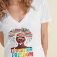 Education Is Freedom Afro Books Women's Jersey Short Sleeve Deep V-Neck Tshirt Education Is Freedom Afro Books Women's Jersey Short Sleeve Deep V-Neck Tshirt