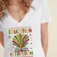 Education Is Freedom Books Lover History Month Women's Jersey Short Sleeve Deep V-Neck Tshirt