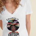 Education Is Freedom Teacher History Month Books Lover Women's Jersey Short Sleeve Deep V-Neck Tshirt