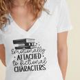 Emotionally Attached To Fictional Characters Banned Books Women's Jersey Short Sleeve Deep V-Neck Tshirt