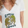 Enemies To Lovers Jaguar Tee Romance Book Plot Device Trope Women's Jersey Short Sleeve Deep V-Neck Tshirt