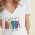 Equality Flower Books Equal Rights Social Justice Feminist Women's Jersey Short Sleeve Deep V-Neck Tshirt