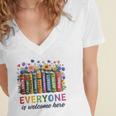 Everyone Is Welcome Here Floral Book LGBT Pride Equality Women's Jersey Short Sleeve Deep V-Neck Tshirt Everyone Is Welcome Here Floral Book LGBT Pride Equality Women's Jersey Short Sleeve Deep V-Neck Tshirt