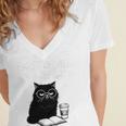 First Of All I’m A Delight Cute Cat Books Coffee Humor Women's Jersey Short Sleeve Deep V-Neck Tshirt
