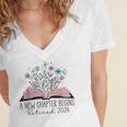 Floral Book A New Chapter Begins Retired 2026 Retirement Women's Jersey Short Sleeve Deep V-Neck Tshirt Floral Book A New Chapter Begins Retired 2026 Retirement Women's Jersey Short Sleeve Deep V-Neck Tshirt