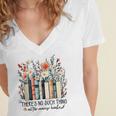 Floral Book There's No Such Thing As Too Many Book Lover Women's Jersey Short Sleeve Deep V-Neck Tshirt Floral Book There's No Such Thing As Too Many Book Lover Women's Jersey Short Sleeve Deep V-Neck Tshirt