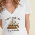 Forget Flowers Buy Me Books Book Lover Women's Jersey Short Sleeve Deep V-Neck Tshirt