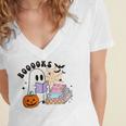 Ghost Reading Halloween Women Teacher Book Lover Women's Jersey Short Sleeve Deep V-Neck Tshirt Ghost Reading Halloween Women Teacher Book Lover Women's Jersey Short Sleeve Deep V-Neck Tshirt
