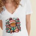 Gingerbread Reading Book Lovers Christmas Bookworm Librarian Premium Women's Jersey Short Sleeve Deep V-Neck Tshirt Gingerbread Reading Book Lovers Christmas Bookworm Librarian Premium Women's Jersey Short Sleeve Deep V-Neck Tshirt