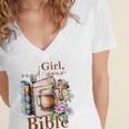 Girl Read Your Bible Christian Faith Jesus Book Women's Jersey Short Sleeve Deep V-Neck Tshirt Girl Read Your Bible Christian Faith Jesus Book Women's Jersey Short Sleeve Deep V-Neck Tshirt