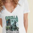 Godzilla Ocean Scene Comic Book Illustration Movie Monster Women's Jersey Short Sleeve Deep V-Neck Tshirt Godzilla Ocean Scene Comic Book Illustration Movie Monster Women's Jersey Short Sleeve Deep V-Neck Tshirt