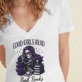 Good Girls Read Bad Books Sarcastic Skeleton Goth Skull Women's Jersey Short Sleeve Deep V-Neck Tshirt Good Girls Read Bad Books Sarcastic Skeleton Goth Skull Women's Jersey Short Sleeve Deep V-Neck Tshirt
