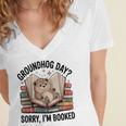 Groundhog Day Librarian Book Lover Reader Library Women's Jersey Short Sleeve Deep V-Neck Tshirt