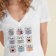 Halloween Ghosts Reading Books Pattern Spooky Kawaii Anime Women's Jersey Short Sleeve Deep V-Neck Tshirt Halloween Ghosts Reading Books Pattern Spooky Kawaii Anime Women's Jersey Short Sleeve Deep V-Neck Tshirt