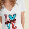I Heart Books Love Reading Red And Stripe Animated Cat For Men Women Girls Kids Women's Jersey Short Sleeve Deep V-Neck Tshirt I Heart Books Love Reading Red And Stripe Animated Cat For Men Women Girls Kids Women's Jersey Short Sleeve Deep V-Neck Tshirt