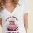 Where Hearts Groovy Meet Stories Coffee Books Valentines Day Women's Jersey Short Sleeve Deep V-Neck Tshirt Where Hearts Groovy Meet Stories Coffee Books Valentines Day Women's Jersey Short Sleeve Deep V-Neck Tshirt