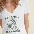 Hot Girls Read Books Bookish Booklover Christmas Women's Jersey Short Sleeve Deep V-Neck Tshirt