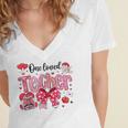 HUGvyn One Loved Teacher Valentine Book Heart Reading Bow Women's Jersey Short Sleeve Deep V-Neck Tshirt HUGvyn One Loved Teacher Valentine Book Heart Reading Bow Women's Jersey Short Sleeve Deep V-Neck Tshirt