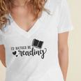 I'd Rather Be Reading Book Lover Bookworm Reading Women's Jersey Short Sleeve Deep V-Neck Tshirt