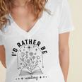 I’d Rather Be Reading Minimal Book Lover Arch Women's Jersey Short Sleeve Deep V-Neck Tshirt