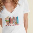I'm With The Banned Books – Book Lover Librarian Reading Women's Jersey Short Sleeve Deep V-Neck Tshirt