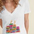 I'm Fine Reading Books Reader Book Lover Librarian Women's Jersey Short Sleeve Deep V-Neck Tshirt