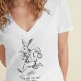 I'm Late I'm Late Rabbit From Alice Wonderland Book Women's Jersey Short Sleeve Deep V-Neck Tshirt I'm Late I'm Late Rabbit From Alice Wonderland Book Women's Jersey Short Sleeve Deep V-Neck Tshirt