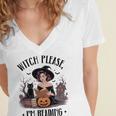 I'm Reading Halloween Witch Book Lover Women's Jersey Short Sleeve Deep V-Neck Tshirt I'm Reading Halloween Witch Book Lover Women's Jersey Short Sleeve Deep V-Neck Tshirt