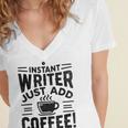 Instant Writer Just Add Coffee Author Book Writing Books Women's Jersey Short Sleeve Deep V-Neck Tshirt Instant Writer Just Add Coffee Author Book Writing Books Women's Jersey Short Sleeve Deep V-Neck Tshirt