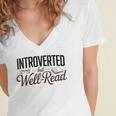 Introverted But Well-Read Book Lover Women's Jersey Short Sleeve Deep V-Neck Tshirt