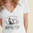 Introverted But Willing To Discuss Cats And Books Women's Jersey Short Sleeve Deep V-Neck Tshirt
