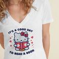 It's a Good Day To Read a Book Cute Cat Book Day Girls Boys Women's Jersey Short Sleeve Deep V-Neck Tshirt It's a Good Day To Read a Book Cute Cat Book Day Girls Boys Women's Jersey Short Sleeve Deep V-Neck Tshirt