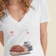 Just a Girl Who Loves Dogs Books Coffee T-Shirt Women's Jersey Short Sleeve Deep V-Neck Tshirt
