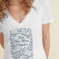 Just One More Chapter Blue Book Lover Reading Quote Women's Jersey Short Sleeve Deep V-Neck Tshirt
