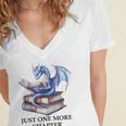 Just One More Chapter Book Dragon Reading Book Lover Bookish Women's Jersey Short Sleeve Deep V-Neck Tshirt