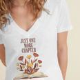 Just One More Chapter Book Lovers Floral Women's Jersey Short Sleeve Deep V-Neck Tshirt
