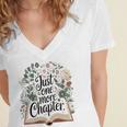 Just One More Chapter Bookish Book Reading Botanical Women's Jersey Short Sleeve Deep V-Neck Tshirt