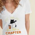Just One More Chapter Fun Cat Coffee Reading Book Premium Tri-Blend Women's Jersey Short Sleeve Deep V-Neck Tshirt