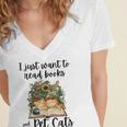 I Just Want To Read Books And Pet Cats Cat Lover Women's Jersey Short Sleeve Deep V-Neck Tshirt I Just Want To Read Books And Pet Cats Cat Lover Women's Jersey Short Sleeve Deep V-Neck Tshirt