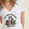I Just Want To Read Books And Pet Cats Raglan Baseball Tee Women's Jersey Short Sleeve Deep V-Neck Tshirt I Just Want To Read Books And Pet Cats Raglan Baseball Tee Women's Jersey Short Sleeve Deep V-Neck Tshirt