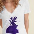 Kawaii Fairy Bookish Book Lover Library Read Women's Jersey Short Sleeve Deep V-Neck Tshirt