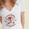 Leaving Reality Entering Fiction Book Lover Women's Jersey Short Sleeve Deep V-Neck Tshirt