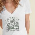 Libraries Are For Everyone Racoon Read Banned Book Librarian Women's Jersey Short Sleeve Deep V-Neck Tshirt Libraries Are For Everyone Racoon Read Banned Book Librarian Women's Jersey Short Sleeve Deep V-Neck Tshirt