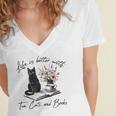 Life Better With 2 Cats Books Kitten Kitty Women Girls Kids Women's Jersey Short Sleeve Deep V-Neck Tshirt Life Better With 2 Cats Books Kitten Kitty Women Girls Kids Women's Jersey Short Sleeve Deep V-Neck Tshirt