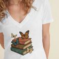 Life Is Better With Butterflies And Books Cute Butterfly Women's Jersey Short Sleeve Deep V-Neck Tshirt