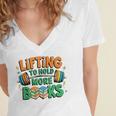 Lifting To Hold More Books Weightlifting Workout Gym Lover Women's Jersey Short Sleeve Deep V-Neck Tshirt